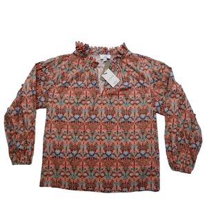 NWT J. Crew S Liberty Scalloped Tie-Neck Top in Liberty® May Nouveau Print BD779